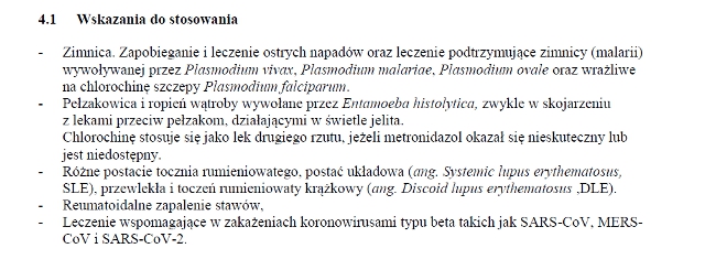 Wskazania wg ChPL