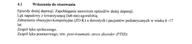Wskazania wg ChPL