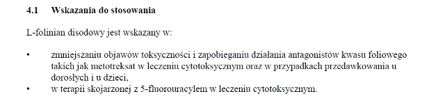 Wskazania wg ChPL