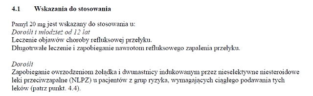 Wskazania wg ChPL