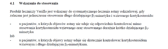 Wskazania wg ChPL