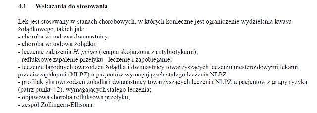 Wskazania wg ChPL