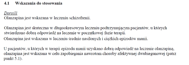 Wskazania wg ChPL