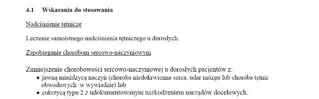 Wskazania wg ChPL